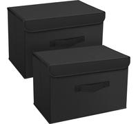 DIMJ Boîte de rangement pliable avec couvercle, Lot de 2, Grand - Noir