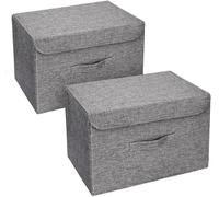 DIMJ Lot de 2 Boites de Rangement, Rangement de Vetement Pliable, Caisse de Rangement en Tissu avec Couvercles et Poignées pour Maison, Placard, Gris Foncé
