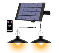 Dimmable Lumière Solaire Extérieur,IP65 Lampe Solaires Extérieur Avec Télécommande,Suspendues Lampe Solaire,Lampe Solaire Extérieur Intérieur Pour Chemin Terrasse,Double Tête