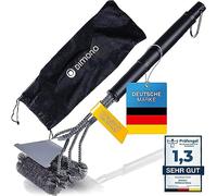 Dimono® Brosse BBQ 3 Têtes - Nettoyage Grille 360° INOX | Système 3-en-1 avec grattoir intégré - compatible gaz, charbon, porcelaine, infrarouge - manche antidérapant