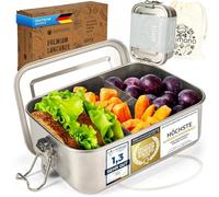 Dimono® Lunchbox Boîte à pain Bento-Box anti-fuite en acier inoxydable ; Boîte à lunch étanche durable avec compartiments & joints d'étanchéité (b: 850 ml)