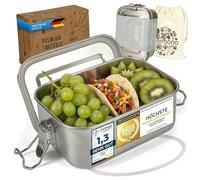 Dimono® Lunchbox Boîte à pain Bento-Box anti-fuite en acier inoxydable ; Boîte à lunch étanche durable avec compartiments & joints d'étanchéité (a: 550 ml)