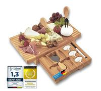 Dimono® Planche à Fromage en Bambou avec 3 Couteaux - Set Apéritif