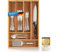 Dimono® Range-Couverts Bambou Extensible - 7 à 9 Compartiments | Insert tiroir extensible 29x45 cm - organisateur couverts bois naturel - adapté cuisine & bureau