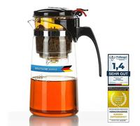 DIMONO® Théière avec Filtre Intégré 450 ml - Verre Borosilicate, Infuseur | Système tout-en-un : théière + filtre + tasse - verre résistant à la chaleur, compatible lave-vaisselle