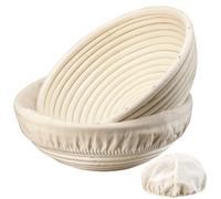 Dimpola Banneton Lot de 2 paniers à pain ronds en rotin faits à la main 22,9 cm