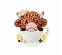 DimyFew 3 Pièces Vache Montagnard Lumineuse Lumière Chaude Vache des Mountainous Region En Résine Allumage Automatique pour Cour, Lampe Solaire Buffle Des Highlands Dans Une Tasse À Café