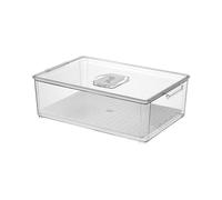 DimyFew Boîtes de Rangement Empilables pour Réfrigérateur, avec Bac Récupérateur de Jus Au Fond, Boîte de Conservation Transparente, Boîte de Fermentation Pou, 34x22x10.5cm