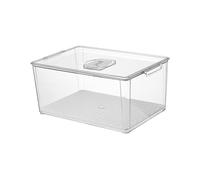 DimyFew Boîtes de Rangement Empilables pour Réfrigérateur, avec Bac Récupérateur de Jus Au Fond, Boîte de Conservation Transparente, Boîte de Fermentation Pou, 34x22x15cm