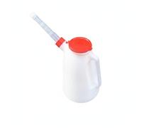 DimyFew Burette d'Huile Automobile Professionnelle Burette Distributeur Flacon Verseur Outil Bec Flexible Antigoutte avec Capuchon et Filetage Réservoir, 2L, Red Cap Red Ring