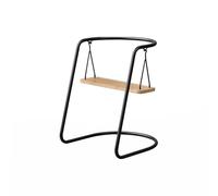 DimyFew Chaise Suspendue Fer Sangles Noires Chaise Suspendue Noire Mat Support Hamac sur Pied