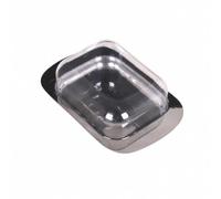 DimyFew Couvercle en Acier Inoxydable Brossé Boîte à Beurre Transparente Protection Contre Contenant pour Beurre Fromage Pâtisseries, C