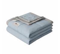 DimyFew Couverture d'Été en Coton Plaid Jeté Couvre-lit Légèreté Agréable pour Temps Textile Teint dans la Masse Structure, 180x220cm, Coton Double Face - Bleu