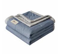 DimyFew Couverture d'Été en Coton Plaid Jeté Couvre-lit Légèreté Agréable pour Temps Textile Teint dans la Masse Structure, 220x240cm, Coton Double Face - Bleu