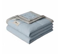 DimyFew Couverture d'Été en Coton Plaid Jeté Couvre-lit Légèreté Agréable pour Temps Textile Teint dans la Masse Structure, 100x150cm, Coton Double Face - Bleu Clair