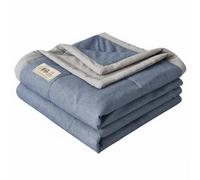 DimyFew Couverture d'Été en Coton Plaid Jeté Couvre-lit Légèreté Agréable pour Temps Textile Teint dans la Masse Structure, 100x150cm, Coton Double Face - Bleu