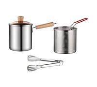 DimyFew Friteuse Acier Inoxydable Panier Égouttoir Pot à Frire avec Couvercle Adapté pour Préparer Poulet Frites Convient à Repas Familial Fête, Pot avec clip pour panier