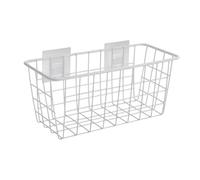 DimyFew Panier de Rangement Suspendu, Panier En Fil Métallique, étagère Murale avec Crochets de Fixation, En Métal Résistant pour Salle de Bain, Cuisine, Cell, blanc