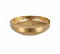 DimyFew Plat Service avec Finition Dorée Doré Plat Service Rond Résistant Au Ternissement Assiette Acier Inoxydable pour Cuisine, Doré, 26CM