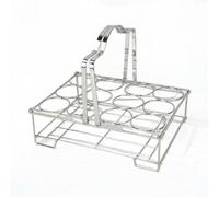 DimyFew Porte Bouteilles Casier Panier Support en Acier Inoxydable pour 12 Bouteilles Pliable avec Poignée Centrale Solide Rangement Compact Transport, Argent