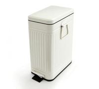 DimyFew Poubelle à Pédale avec Poignée Hygiénique Poubelle avec Seau Amovible Facile D'entretien pour Salle Bain, Cuisine, Blanc Cassé, 10L