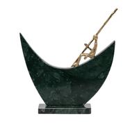 DimyFew Sculpture avec sur Socle Marbre Doré Statuette Moderne Sobre Figurine Décorative pour Salon, Bureau, Vert Indien