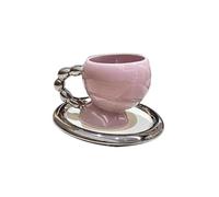 DimyFew Tasse à Café En Céramique avec Soucoupe, Tasse à Thé, Tasse à Jus, 160 Ml, Service à Café, Tasse à Lait Originale pour Le Thé de L'après-midi Au B, Tasse violette