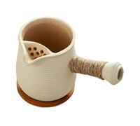 DimyFew Théière Céramique Infuseur Filtre Kettle Maintien de Chaleur avec Poignée Ergonomique et Dessous de Verre Adaptée à La Famille Bureau Cuisine Pique-ni, beige