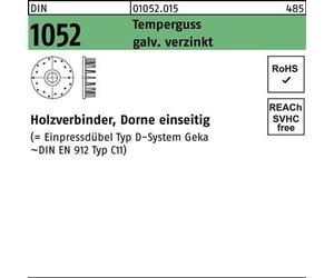 DIN 1052 Connecteur bois Temperg type D, gal Zn, une face, 65 ÜH gal Zn S 50 pces
