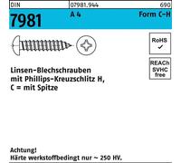 DIN 7981-C/ISO 7049 Forme C Vis à tôle à tête bombée VG 2,9x19 Acier inoxydable A4 nu PH 1000 pces