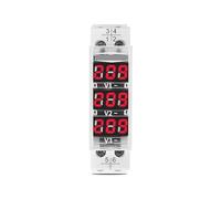 Din Rail 18mm Voltage Meter AC 40-500V 220V 380V Single Three Phase Modular Voltmeter Indicator LED Digital Display Detector IDGTTLDF(Transparent)