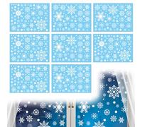 DINGFDENG Lot de 480 feuilles d'autocollants de fenêtre de Noël en forme de flocons de neige - 8 feuilles de décoration de fenêtre statiques - Réutilisables - Décoration d'hiver - Fleurs glacées