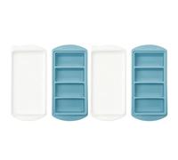 DINGFENG 2 Pièces Moule Silicone avec Couvercle 4 Cavités 4x250 ml Gradué pour Congeler Soupe, Souper Cube Freezer Containers Bac à Glaçons BPA Free, Empilable pour Meal Prep