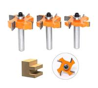 DingGreat 3Pcs Fraise à rainurer et languette, 4 boules de lame 8 mm Shank T - Fraise en forme de bois, Outils de travail du bois pour portes, tables, étagères, murs et plus