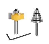 DingGreat 8mm Tige Fraise de Défonceuse à Feuillure Routeur Bit Avec 6 Roulements Réglables 1/8", 1/4", 5/16", 3/8", 7/16", 1/2" Outil de Menuiserie