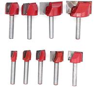 DingGreat 9Pcs 6 mm Tige Surfaçage Fraisage à Menuiserie Fraise à Bois Fin Double Tranchant Nettoyage du Fond de Bois Routeur Bits Dia de Coupe 10/13/ 16/18/ 20/22/ 25/30/ 32mm