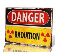 dingleiever Panneau de danger - Plaque en métal vintage « Danger Radiation Allied » - 30,5 x 20,3 cm - Panneaux vintage amusants