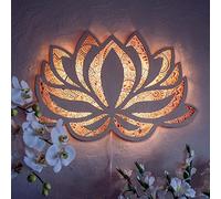 Dinglong Lotus Theme 3D Lampe en Bois LED Night Light Home Room Decoration Lampes de Table créatives pour Cadeau, Veilleuse murale en forme de fleur de lotus Mandala pour salle de yoga