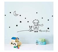 Dinglong Stickers Muraux Enfants Etoiles Lune Le Petit Prince Garçon Wall Sticker Home Decor Chambre de Bébé Stickers Muraux Stickers Muraux pour Pépinière Cadeau d'Anniversaire Home Deco (Noir)