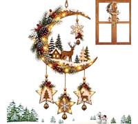 Dingrixen Décoration Murale De Noël Lune Illuminée Avec Étoile LED | Décoration Murale 2D Plate Et Rustique En Forme De Lune Et D'étoile, Pour Plafonds, Chambres D'étudiants