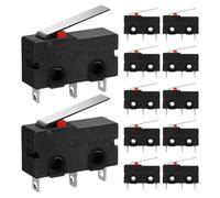 DINHEAROM 12pièces Micro Interrupteur de Fin de Course Miniature à Levier Droit Broches pour Équipement Électrique Automobile et Systèmes Mécaniques