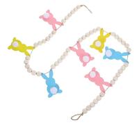 DINHEAROM Bannière de Pâques Rustique en Bois Lapins Suspendus, Décoration Murale Facile à Installer pour Fête Intérieure et Extérieure