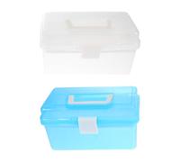DINHEAROM Boîte de Rangement Plastique Bleue Pratique et Simple 2pcs Usage Ordonné pour Outils D'art et Manucure pour Fournitures Scolaires et Cosmétiques