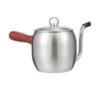 DINHEAROM Bouilloire à Café Bec Long en Acier Inoxydable Poignée en Bois pour Infusion Manuelle, Anti-brûlure et Facile à Nettoyer, pour Intérieur et Café