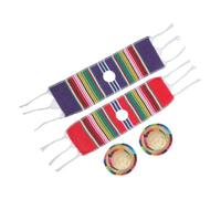 DINHEAROM Ensemble Décoratif Festif pour Bouteilles de Vin Comprenant 2 Mini Chapeaux et 2 Écharpes en Tissu Rayé, pour Fêtes à Thème et Rassemblements