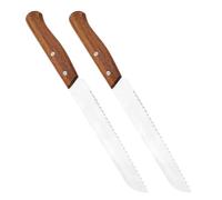 DINHEAROM et Manche en Bois de Chêne Couteaux à 2pcs avec Lame Dentelée en Acier Inoxydable Outils Polyvalents Préparation Cuisine et Boulangerie