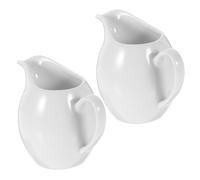 DINHEAROM Lot de 2 Pichets à Lait en Céramique Blanche 330ml avec Poignée, Design Bec Verseur Pratique, Facile à Nettoyer, pour Sauces et Sirops Cuisine