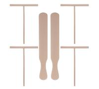 DINHEAROM Lot de 6 Spatules en Bois Beige pour Crêpière, Étaloirs de T, Ustensiles Simples pour Étaler Pâte à Crêpes, Préparation de Pancakes
