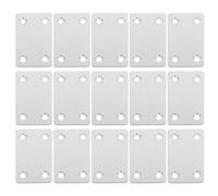 DINHEAROM Plaques de Connexion en Acier Inoxydable Argenté 20pcs 4 Trous, Support Droit Plat pour Meubles et Matériaux en Bois, Fixation Robuste et Polyvalente