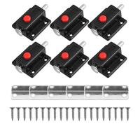 DINHEAROM Quincaillerie de Placards 6pcs Loquet à Bouton-poussoir Noir avec Verrou à Ressort de Porte en Abs et Alliage de Zinc pour Meubles et Armoires Sécurisées